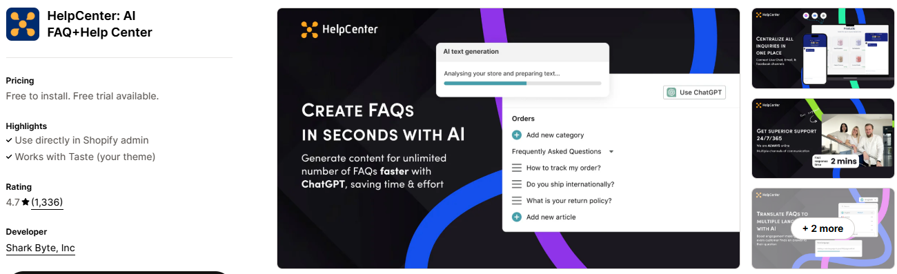 #13. HelpCenter: AI FAQ+Help Center